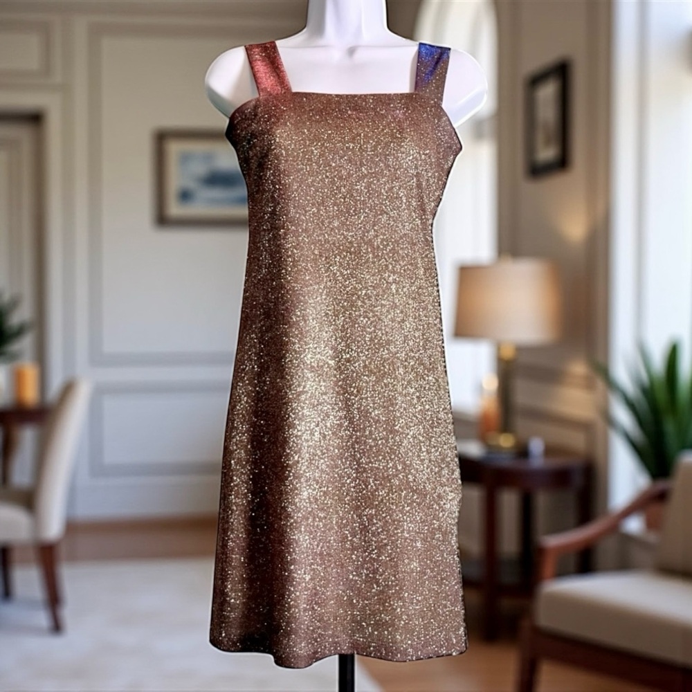 Bardot Sparkle Shimmer Bodycon Dress. Brown & Gold. New! Size 6 - Picture 2 of 8